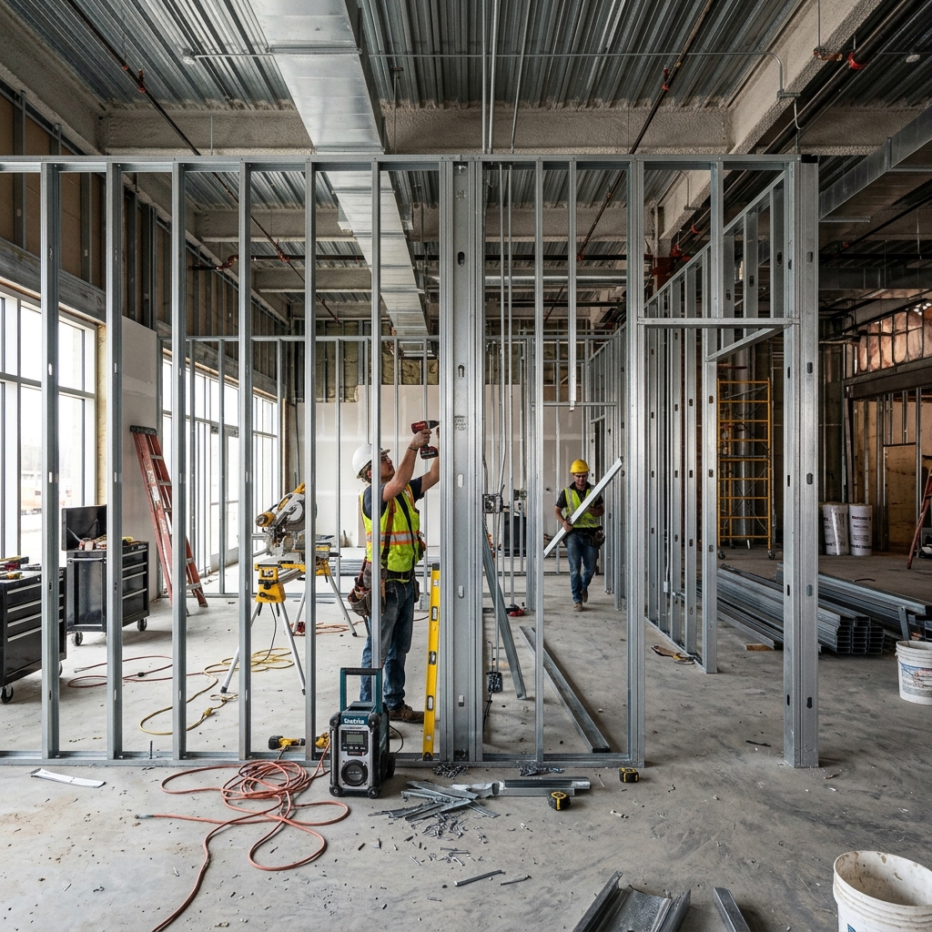 Commercial buildout framing stage — Calgary, AB